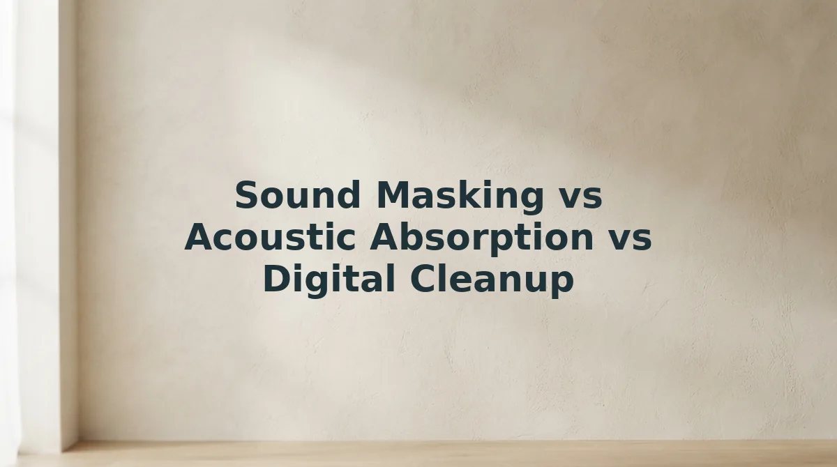 Sound Masking vs Acoustic Absorption vs Digital Cleanup