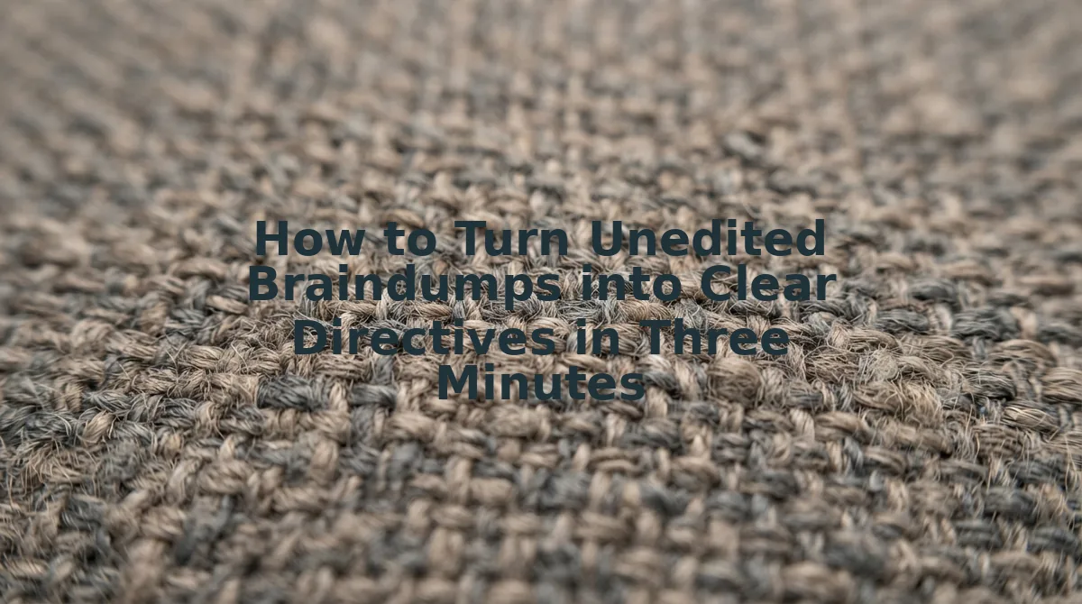 How to Turn Unedited Braindumps into Clear Directives in Three Minutes