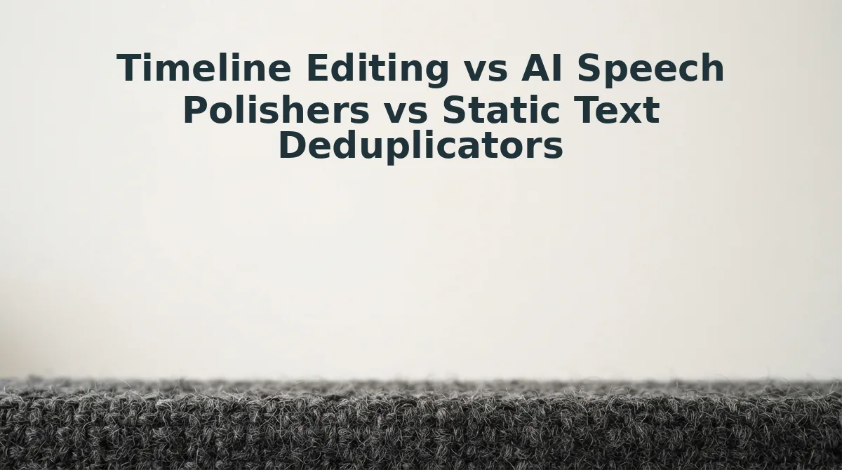 Timeline Editing vs AI Speech Polishers vs Static Text Deduplicators