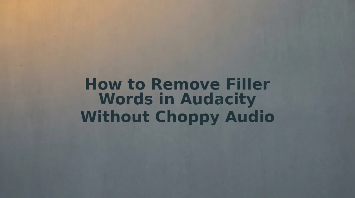 How to Remove Filler Words in Audacity Without Choppy Audio