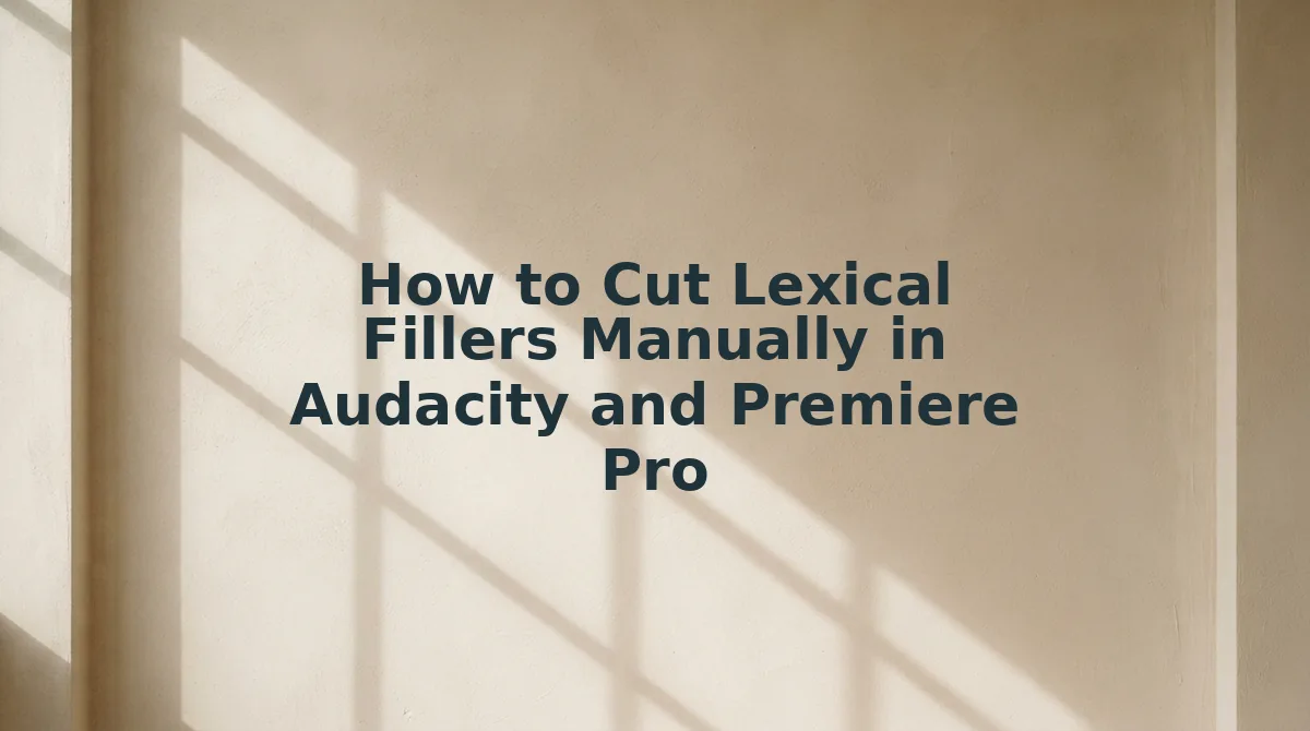 How to Cut Lexical Fillers Manually in Audacity and Premiere Pro