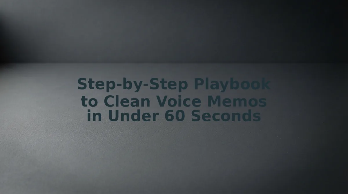 Step-by-Step Playbook to Clean Voice Memos in Under 60 Seconds
