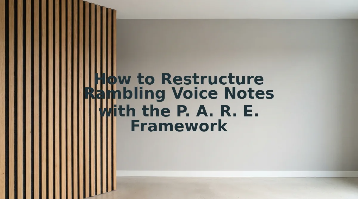 How to Restructure Rambling Voice Notes with the P. A. R. E. Framework