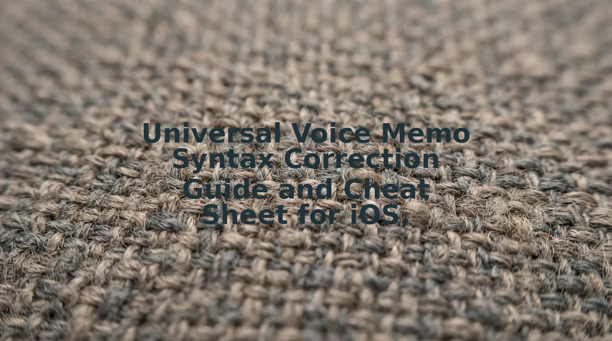 Universal Voice Memo Syntax Correction Guide and Cheat Sheet for iOS, Android, and macOS