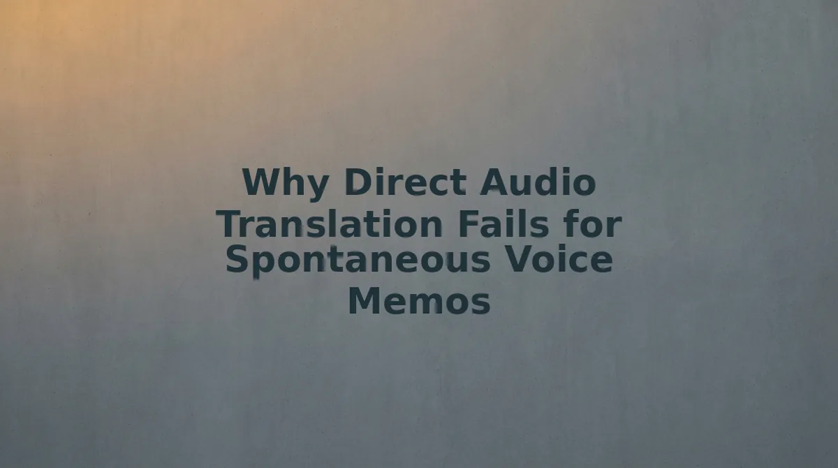 Why Direct Audio Translation Fails for Spontaneous Voice Memos