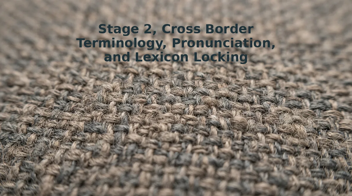 Stage 2, Cross Border Terminology, Pronunciation, and Lexicon Locking