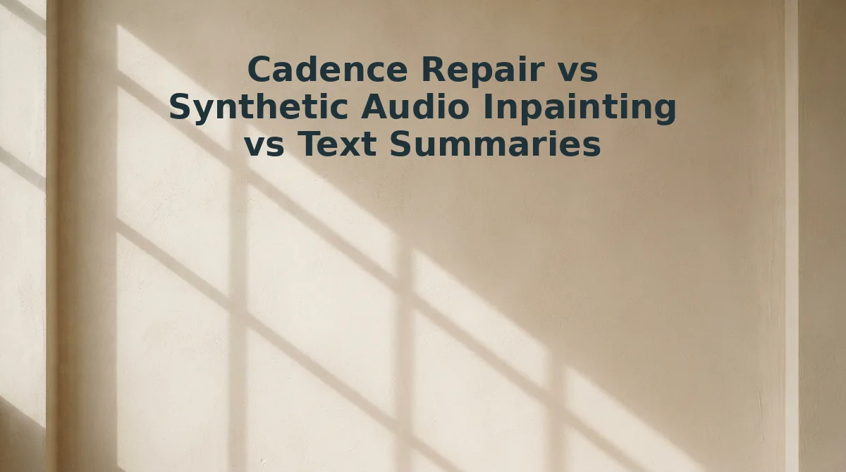 Cadence Repair vs Synthetic Audio Inpainting vs Text Summaries
