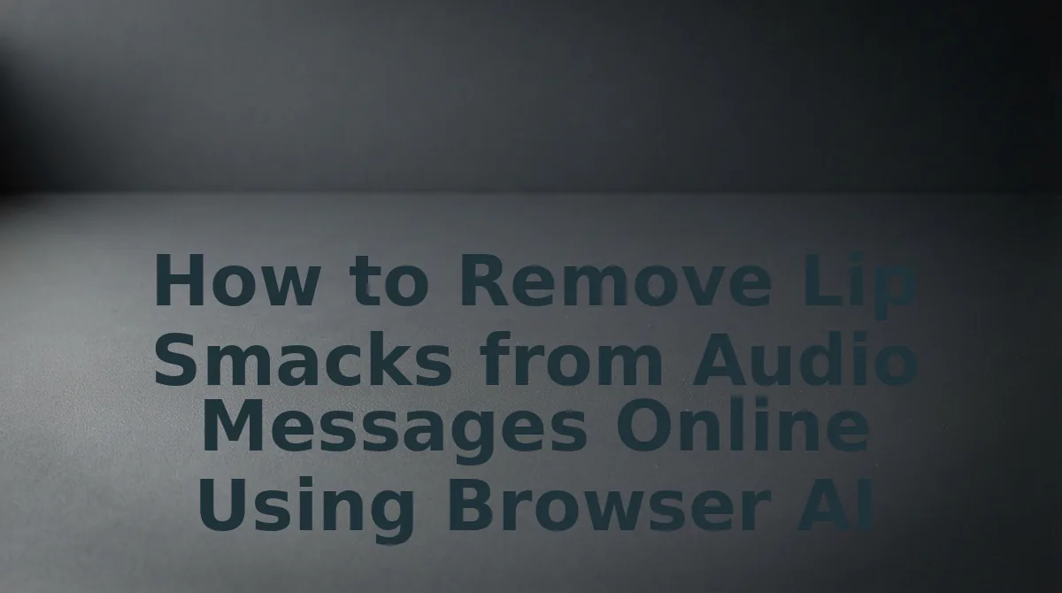 How to Remove Lip Smacks from Audio Messages Online Using Browser AI