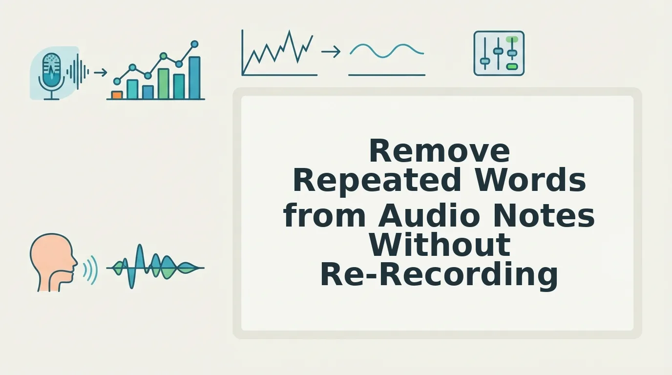 How to remove repeated words from audio notes fast