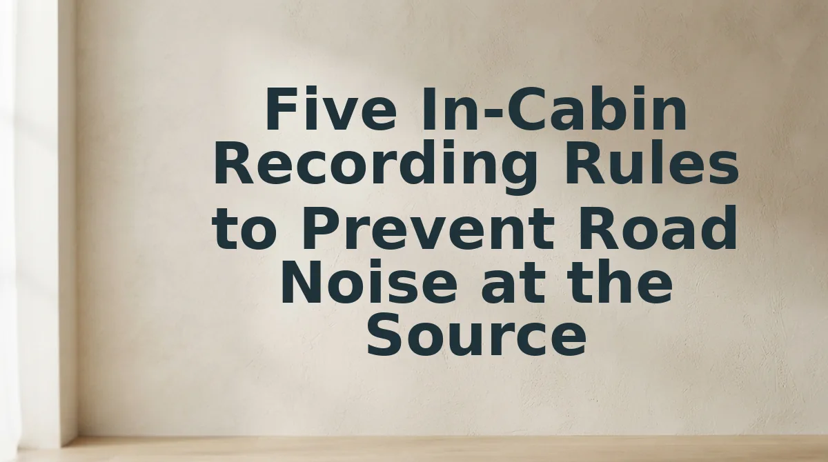 Five In-Cabin Recording Rules to Prevent Road Noise at the Source
