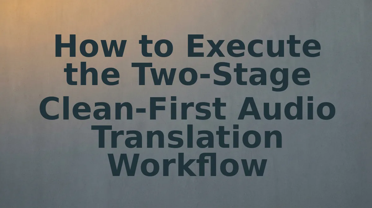 How to Execute the Two-Stage Clean-First Audio Translation Workflow