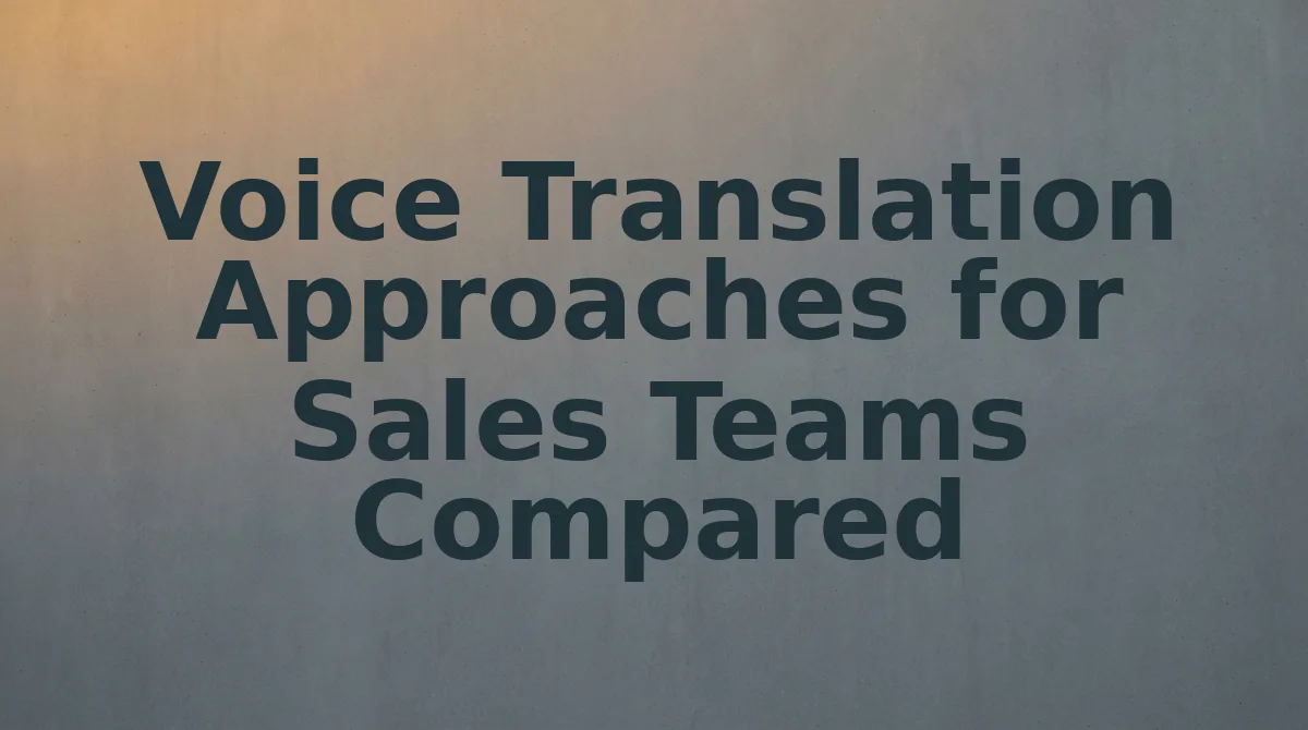 Voice Translation Approaches for Sales Teams Compared