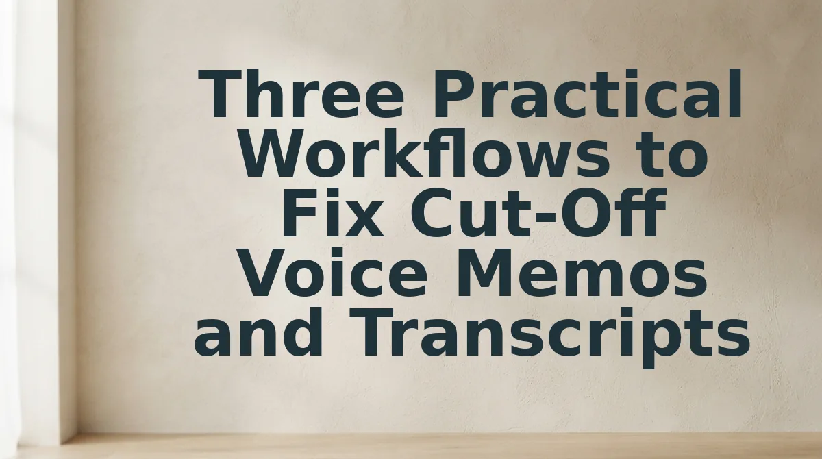 Three Practical Workflows to Fix Cut-Off Voice Memos and Transcripts