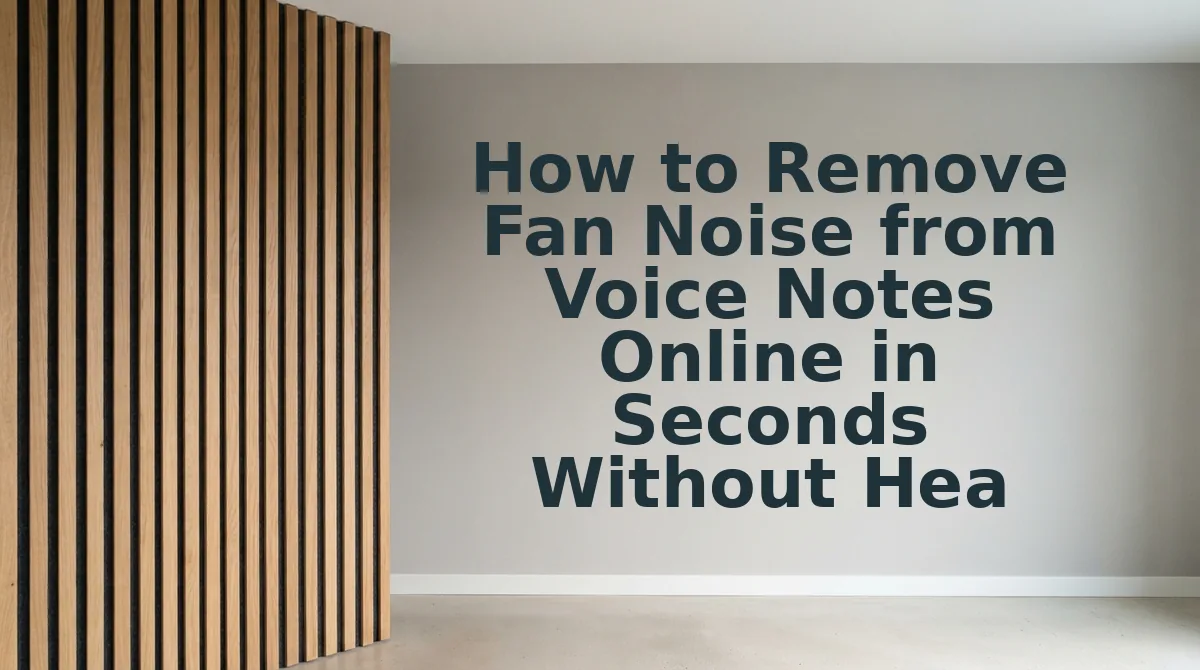How to Remove Fan Noise from Voice Notes Online in Seconds Without Heavy Software