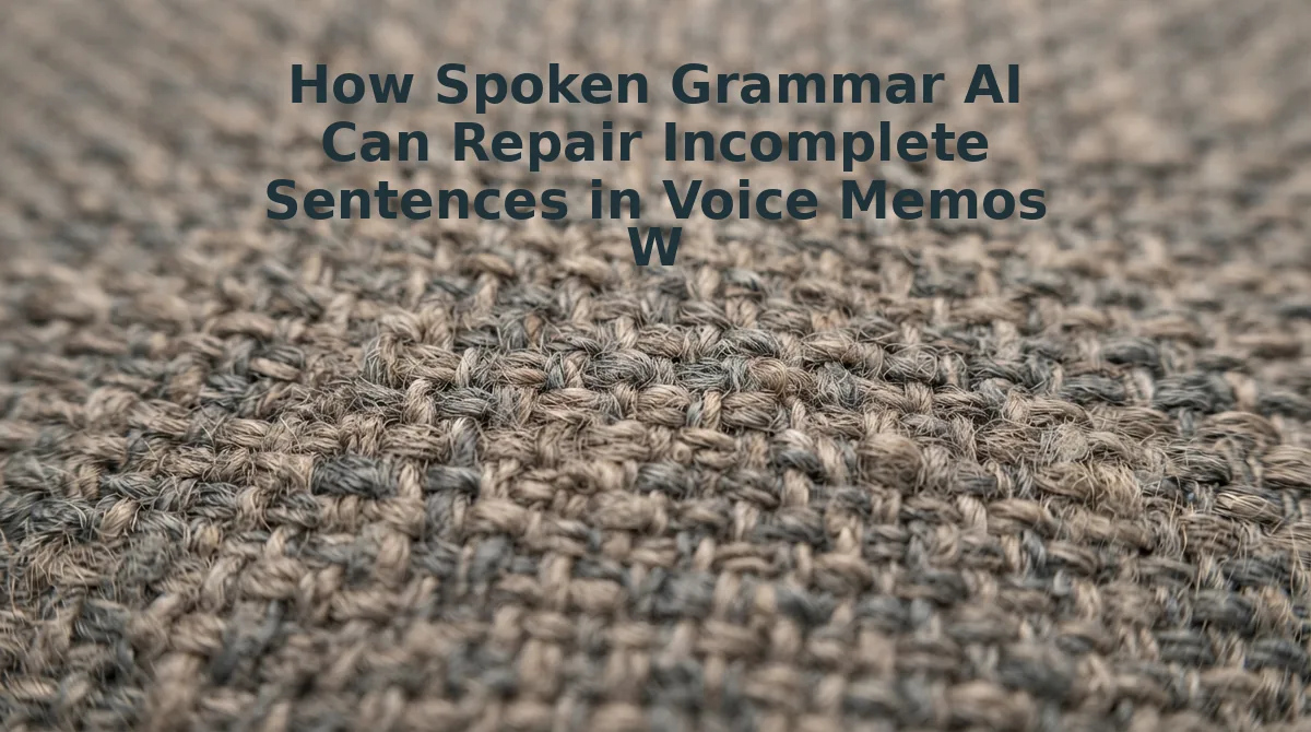How Spoken Grammar AI Can Repair Incomplete Sentences in Voice Memos Without Voice Cloning