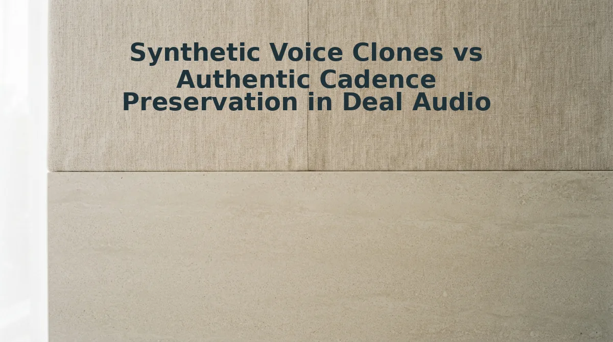 Synthetic Voice Clones vs Authentic Cadence Preservation in Deal Audio