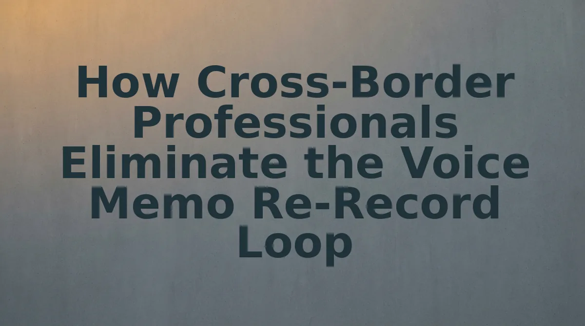 How Cross-Border Professionals Eliminate the Voice Memo Re-Record Loop