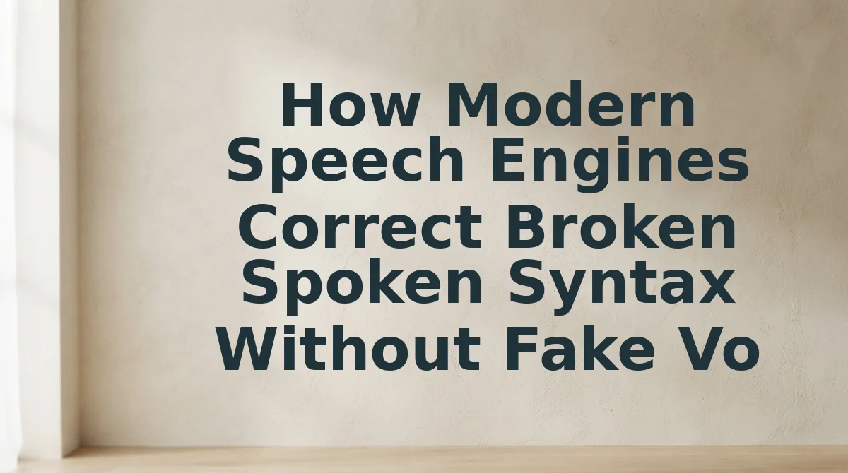 How Modern Speech Engines Correct Broken Spoken Syntax Without Fake Voice Cloning