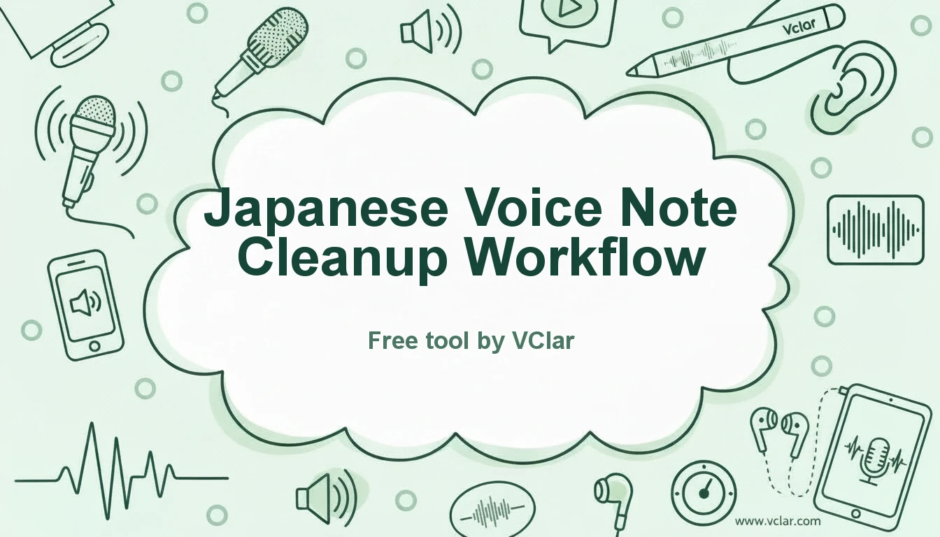 Japanese voice message cleanup workflow: upload, clean, review, send