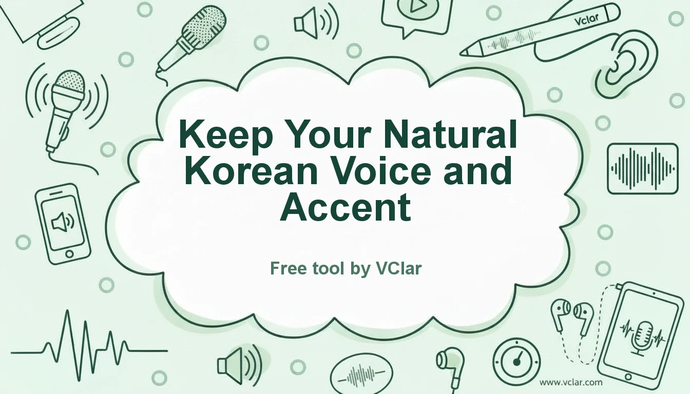 Diagram of Korean voice and accent preservation while filler and noise are reduced