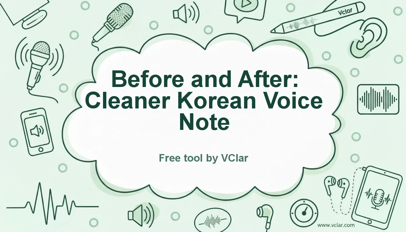 Before and after preview of a Korean voice message cleaned with VClar