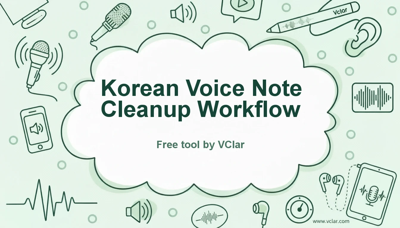 Korean voice message cleanup workflow: upload, clean, review, send