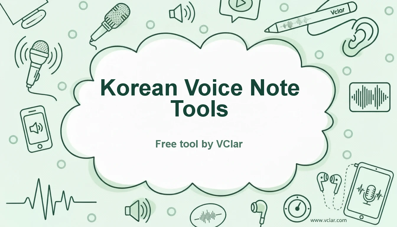VClar Korean voice message tools dashboard preview with grammar, filler words, and audio cleanup