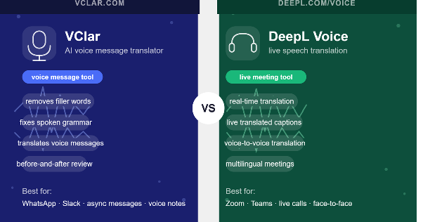 VClar vs DeepL Voice comparison
